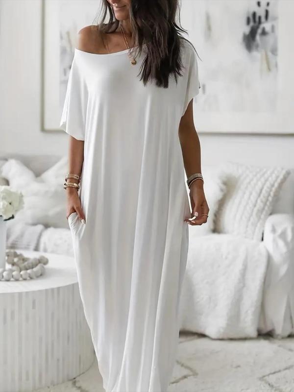 Damen Loungekleid mit Fledermausärmeln – weiches Alltags- & Schlafkleid